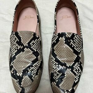 J. Crew Women's Snakeskin Pattern Loafers - Black and Brown